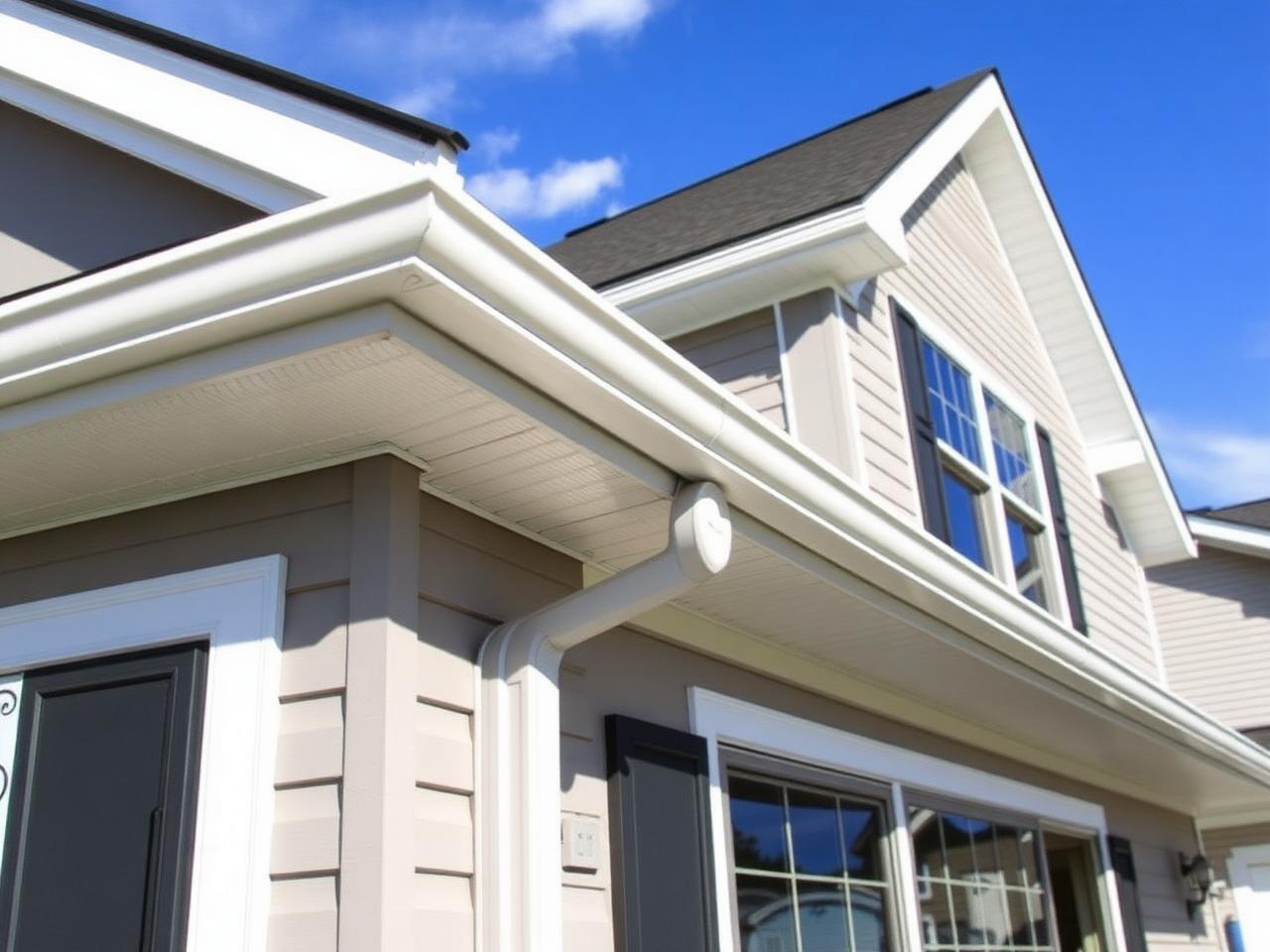 Modern home exterior with new siding and gutters